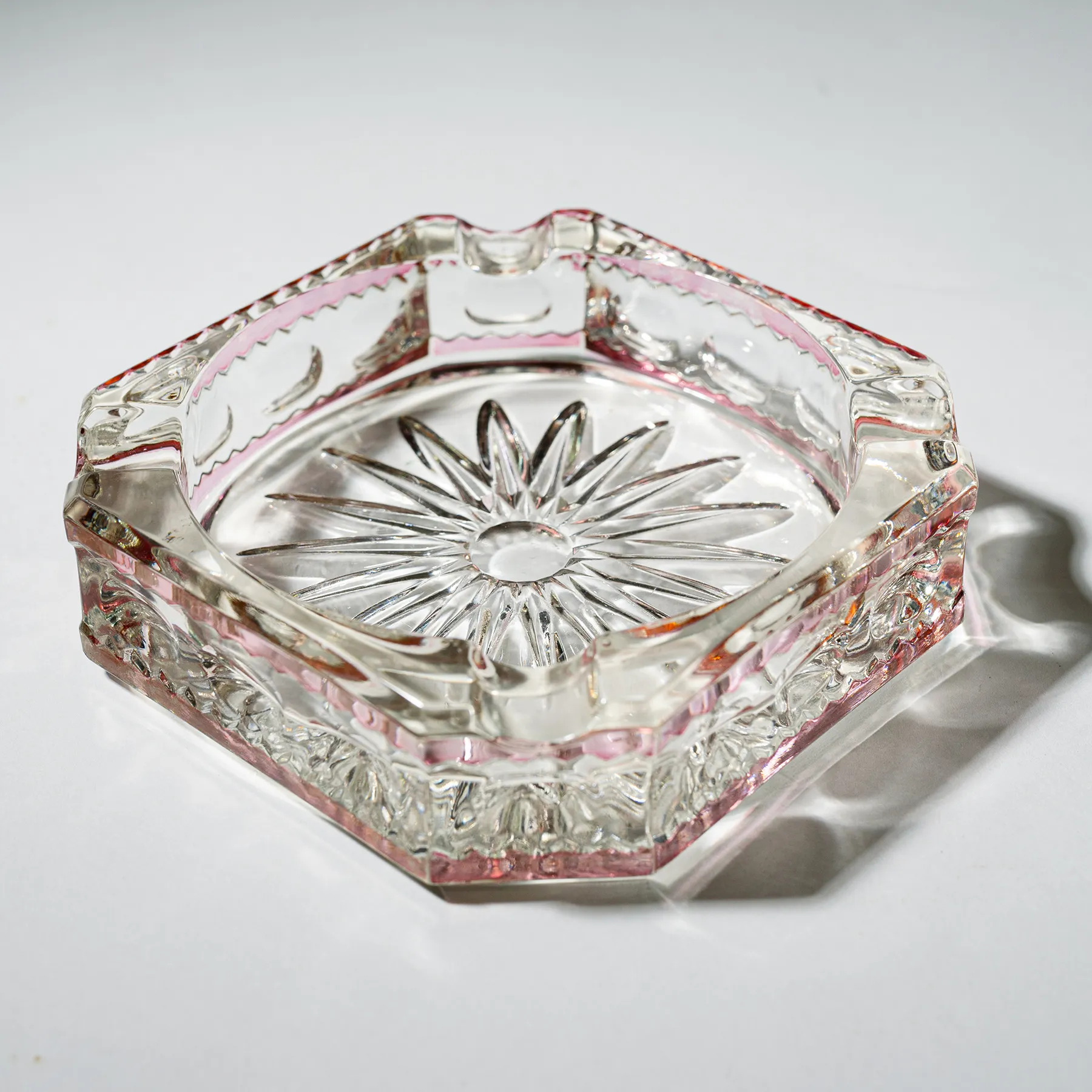 Tiffin King's Crown Ruby Flash Square Ashtray 