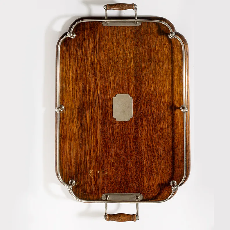 English Oak and Silver Butler's tray - 