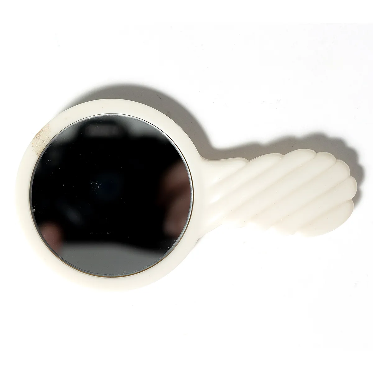 Vintage Estee Lauder Hand Mirror White Compact for Pocket Purse Handheld