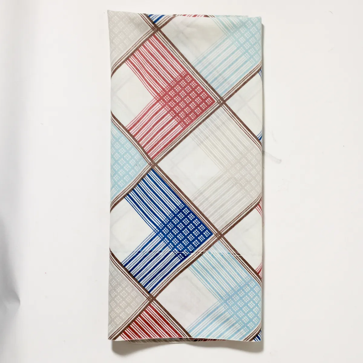 Mid-Century Plaid Cotton Colorblock Vintage, Bedding, Sheets, Pillowcase