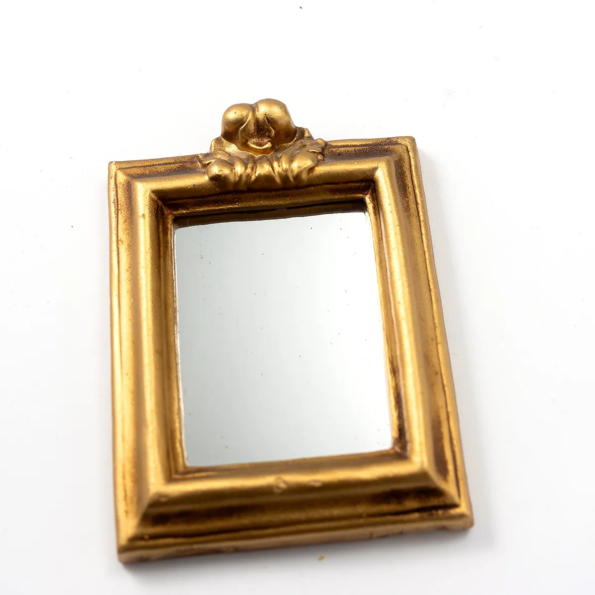 Vintage Italian Borghese knock off Ornate small rectangle wall mirror - 7.75" x 5.75"