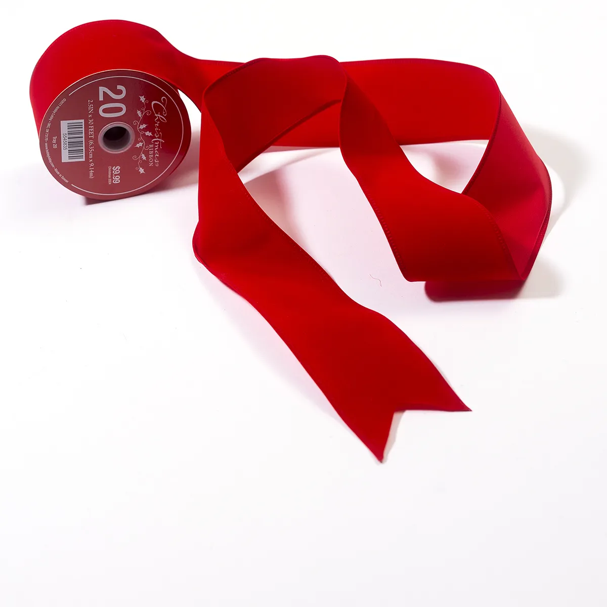 Red Velvet Christmas Gift Wrap Ribbons - 2.5" x 15'