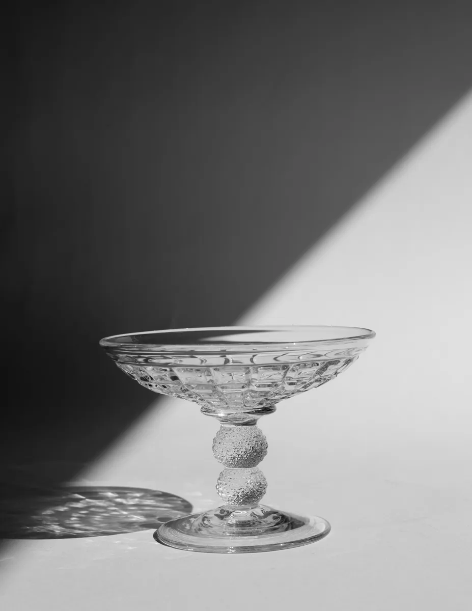 Vintage Federal Glass Clear Footed Sherbert Ice Cream Dish Waffle Pressed Glass