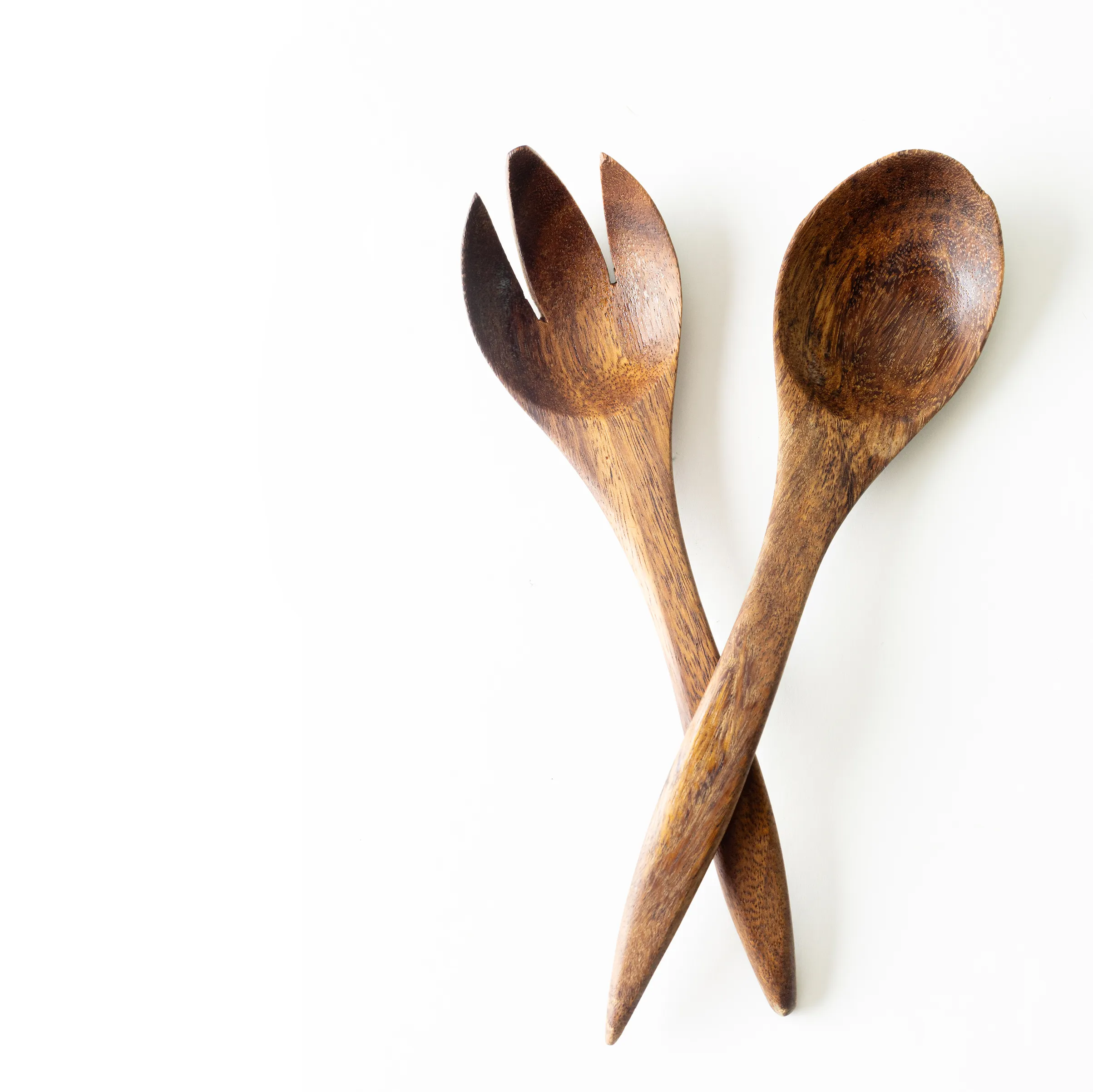 Handmade Antique Wooden Salad Serving Fork - 11"