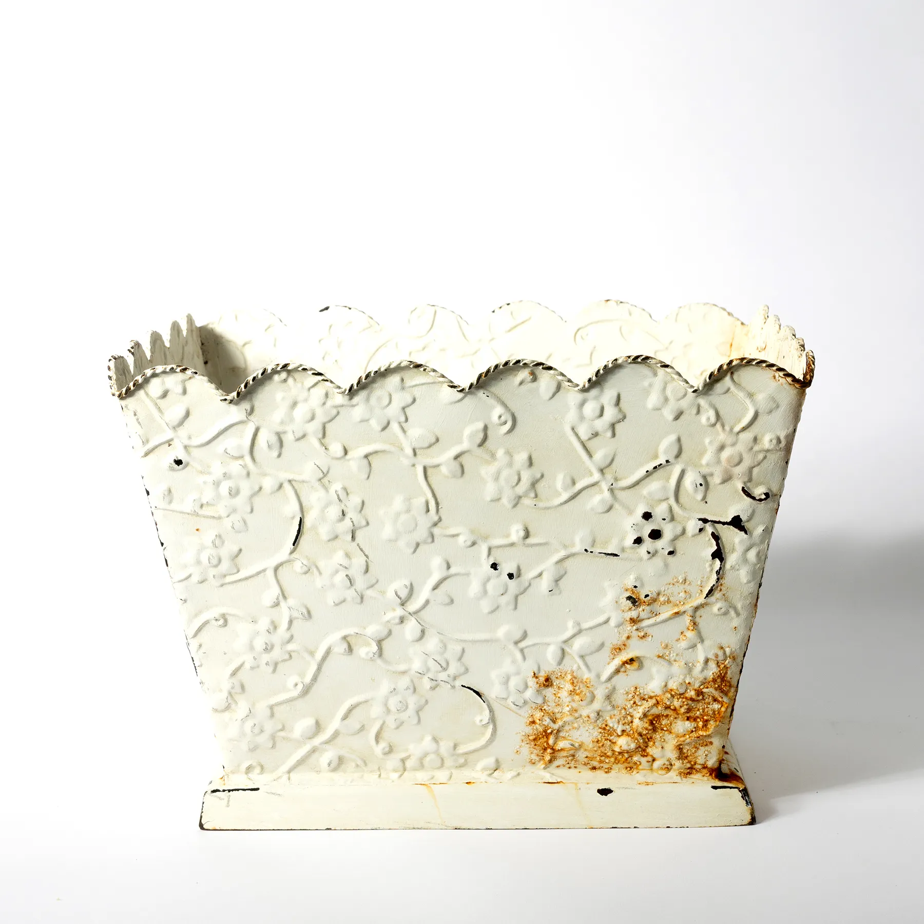 Cream Textured Rusted Planter