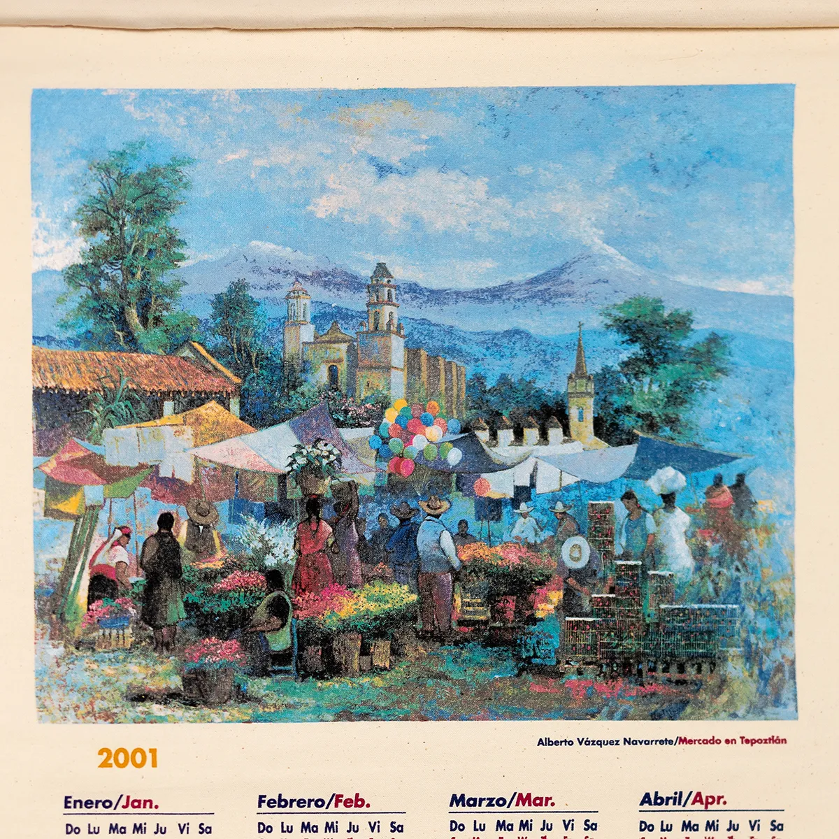 Vintage 2001 Basf Advertising Wall Calendar Blue Mexican City Scape Art