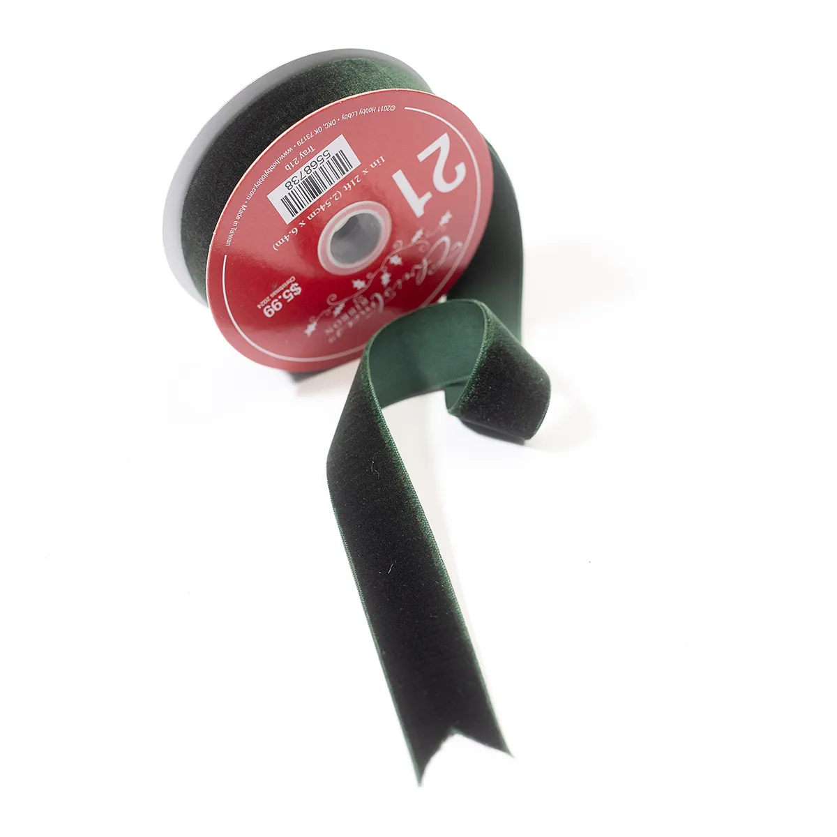 Green Velvet Christmas Gift Ribbons - 1" x 10'