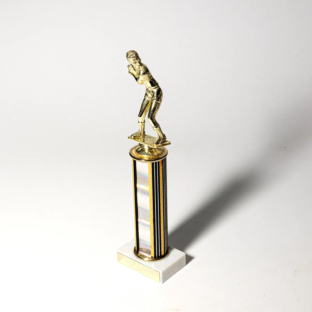 Girls Baseball White Marble Gold and Silver Plastic Trophy