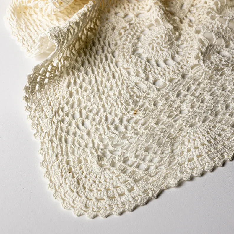 Hand Laced Cream Tablecloth - 6' x 9'