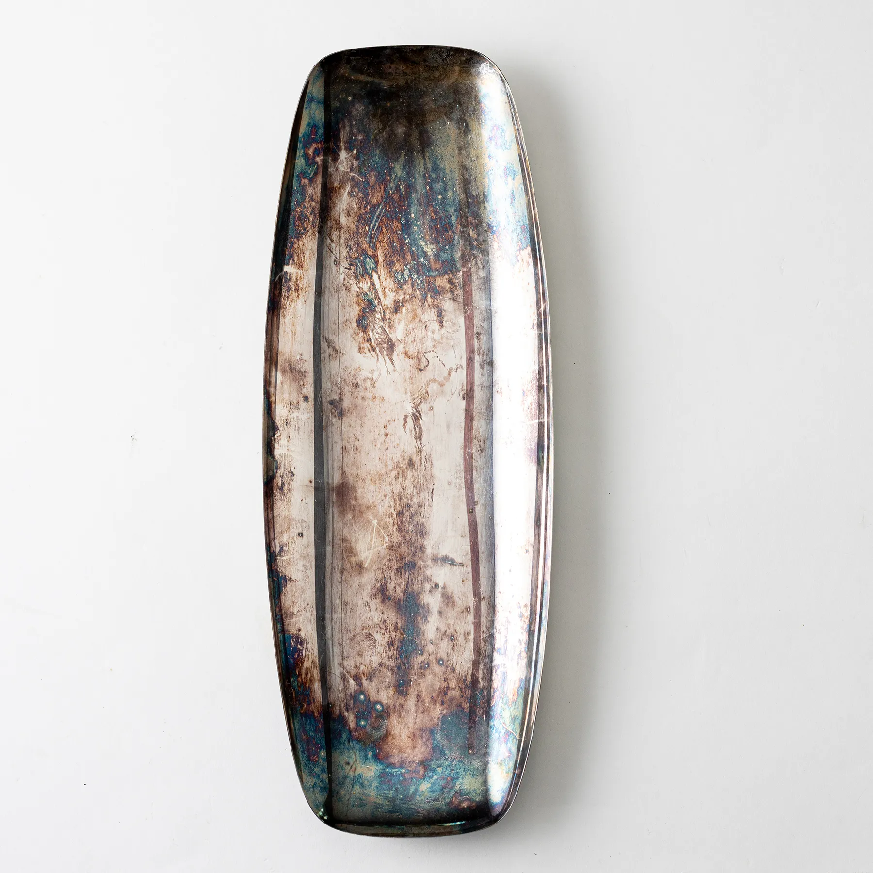 Long Thin Silver Plated Serving Tray - 14"x 5" 