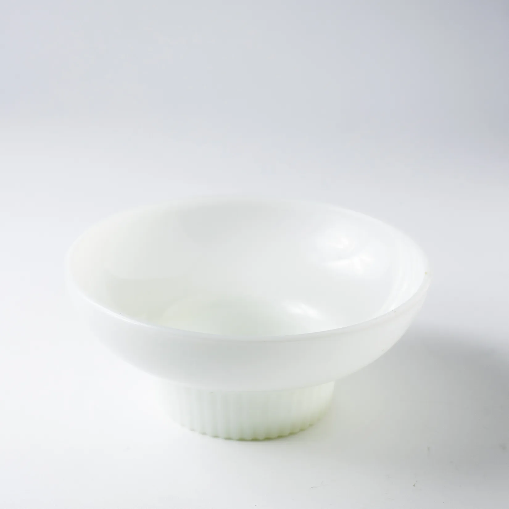 Milk Glass A.L. Randall and Co Bowl Narrow and Ribbed at the Base and Wide Open on the Top - 3" x 6.75"