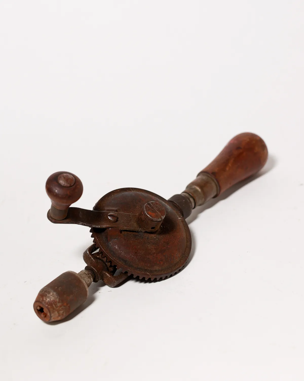 Antique Cast Iron Hand Drill Wood Handle