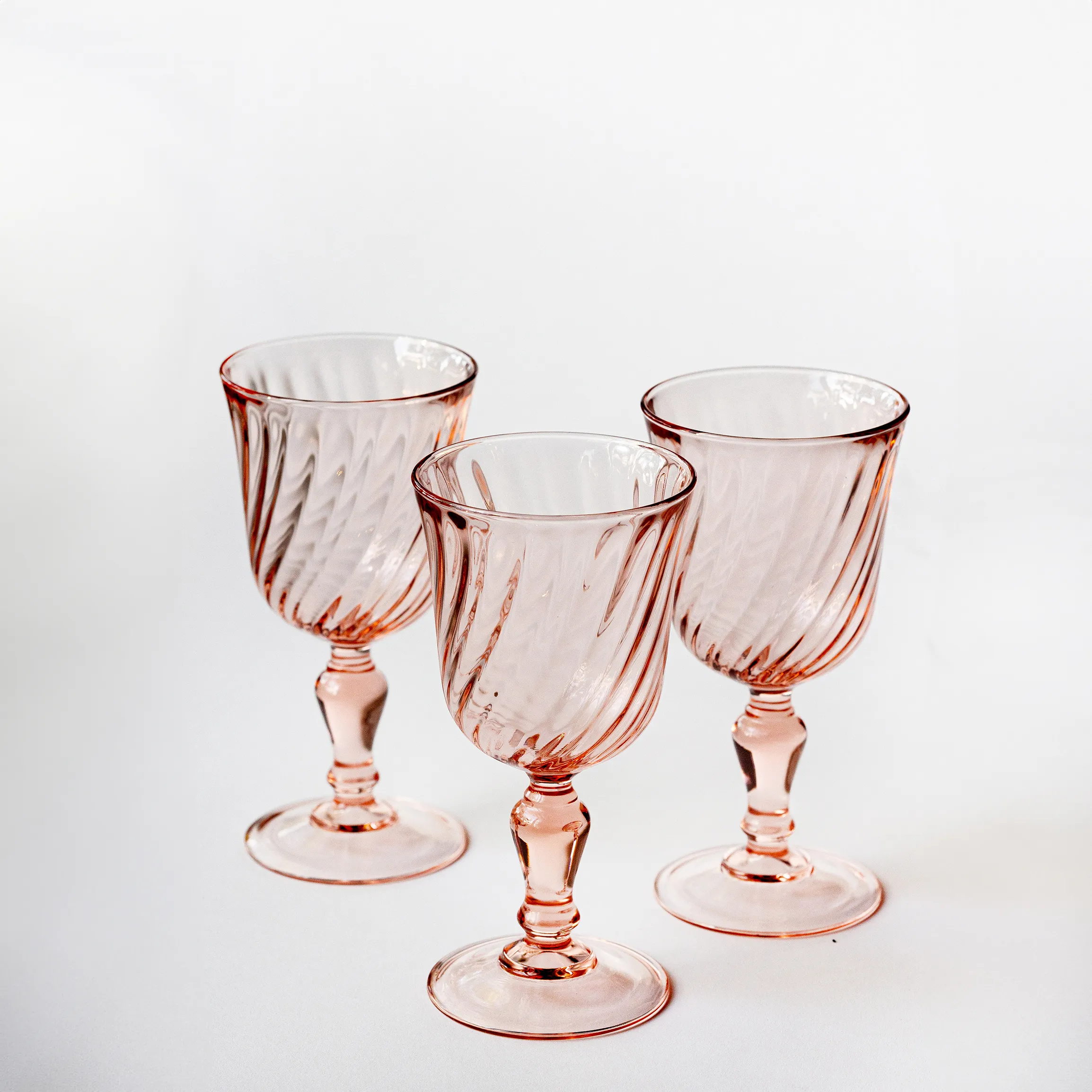 Set x 3 Pink Swirl Cordial - 5.75" x 3