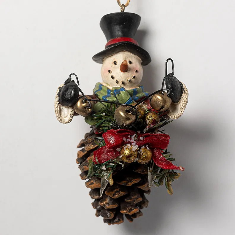 Snowman Pinecone Christmas Tree Ornament - 