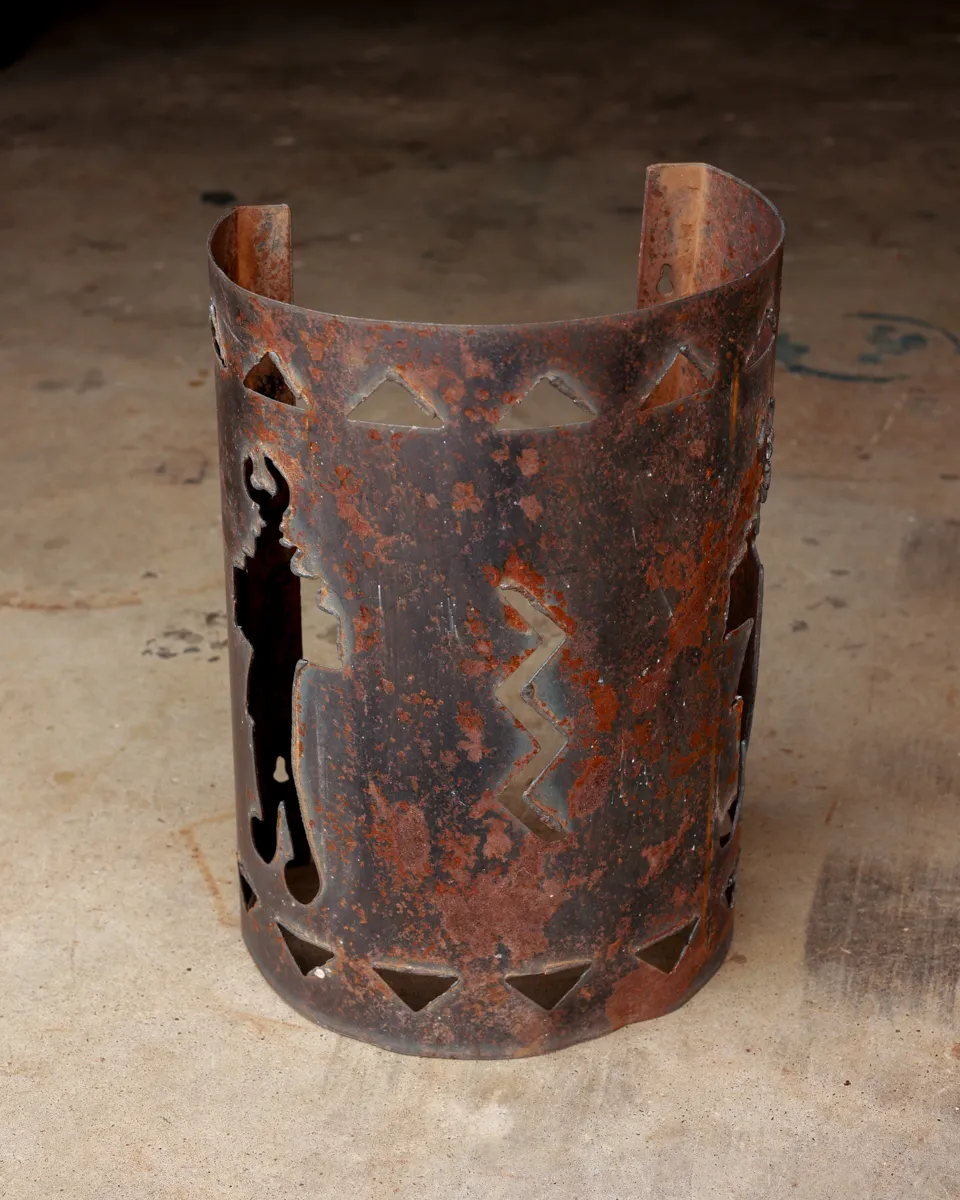 Rustic Metal Candle Lantern Punched Cutout Southwestern