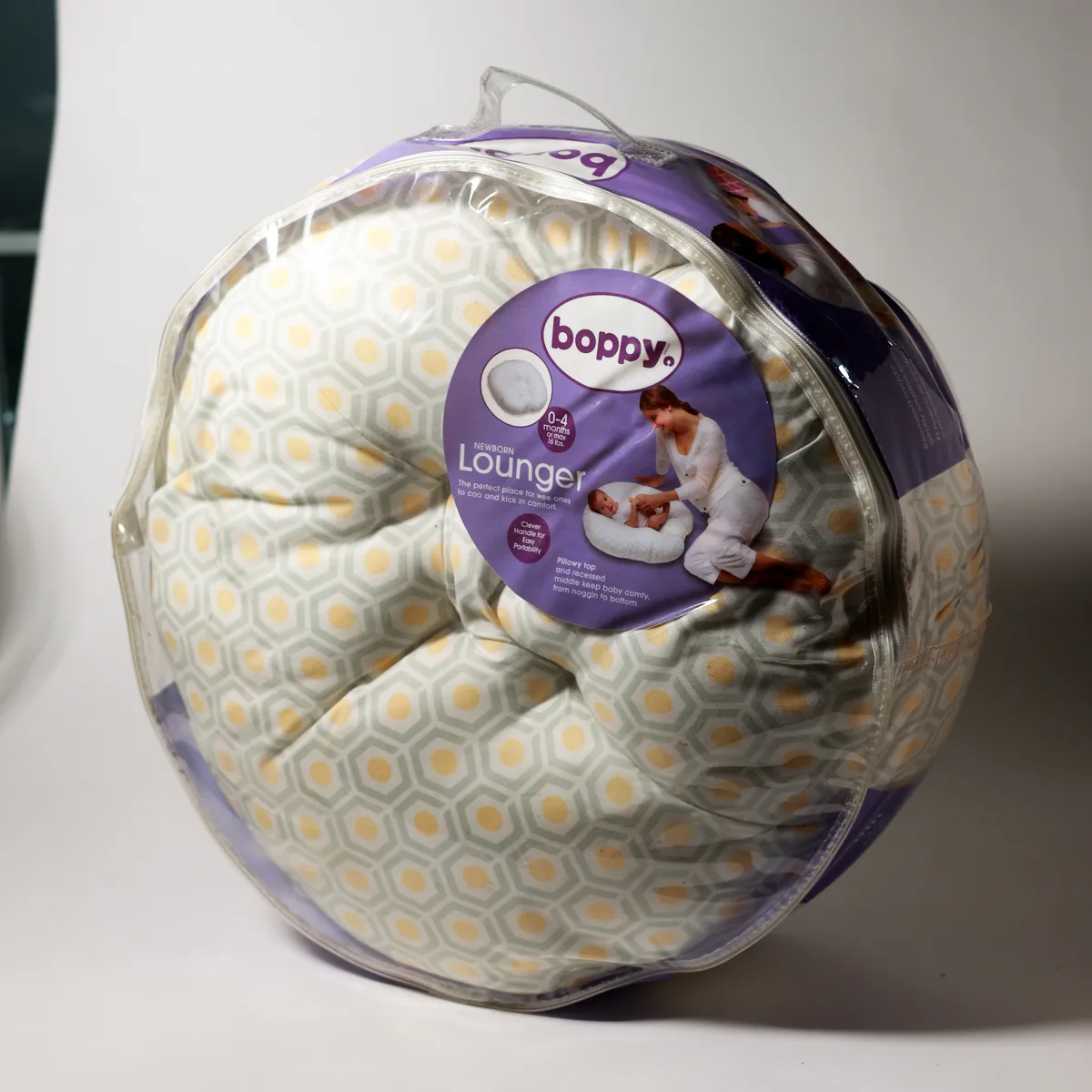 Modern Geometric Gray Yellow Hexagon Nursing Pillow
