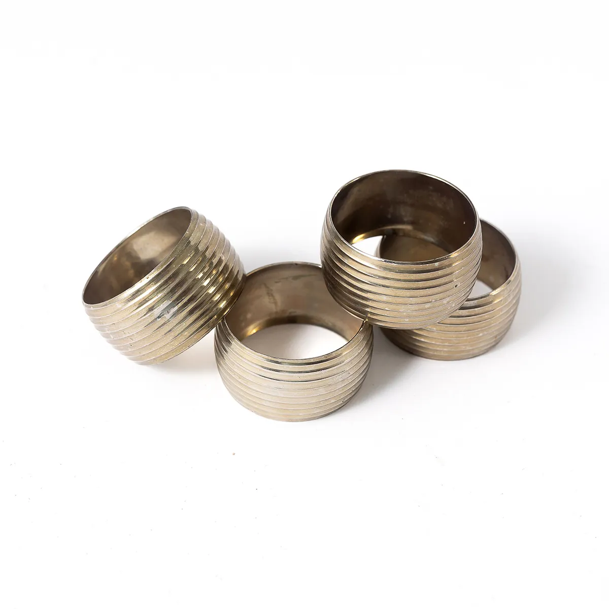 Vintage Striped Silver Napkin Ring Holders x5 - 1.25" x 1"