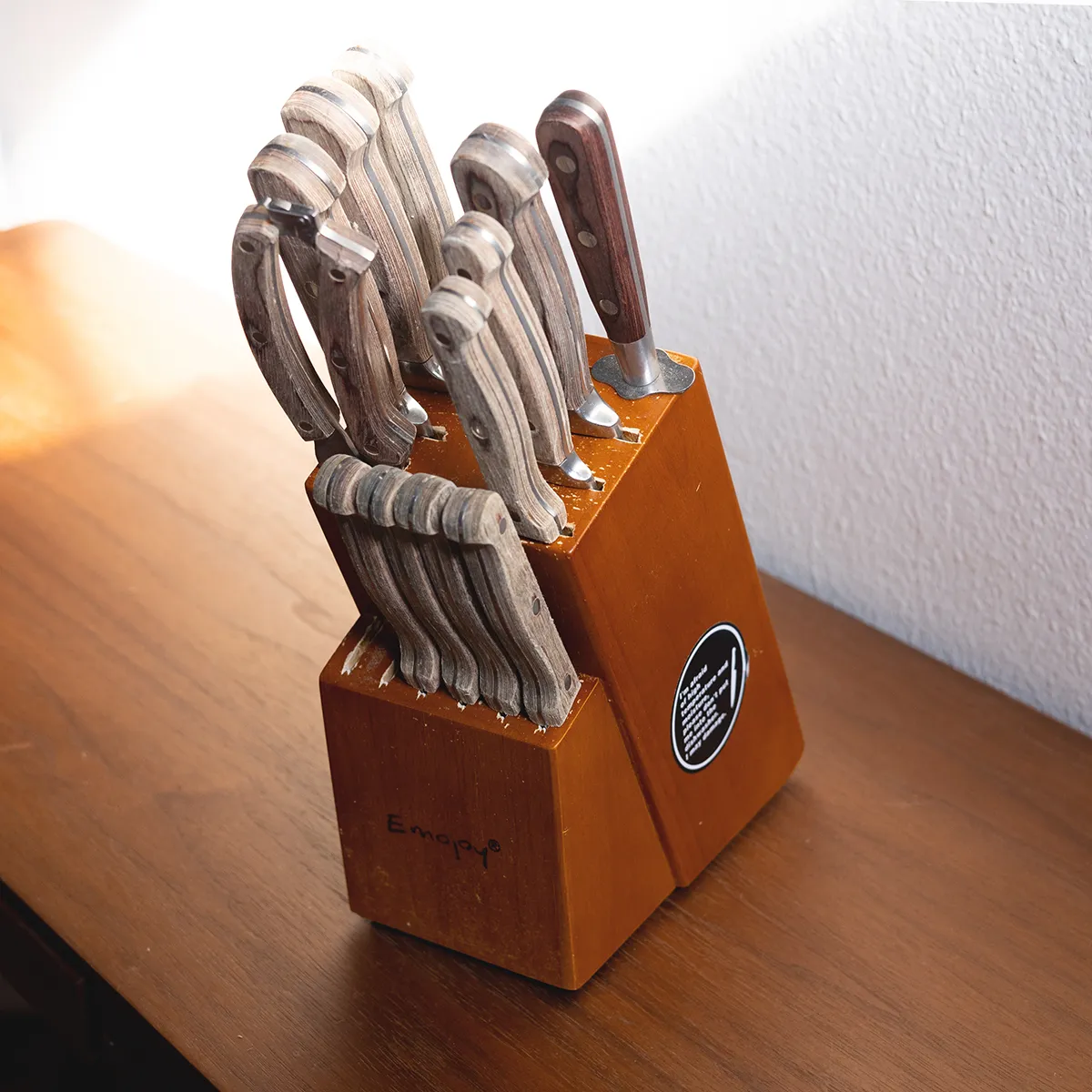 Full Set of Knives Knife Block Amber Colored