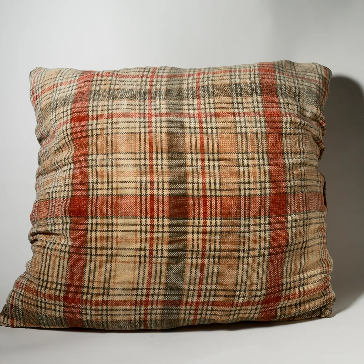 Rustic Tartan Plaid Wool Throw Pillow Earth Tones