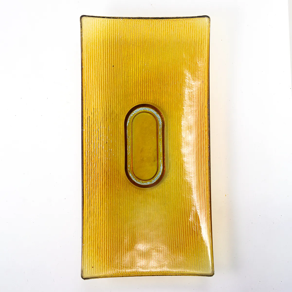 Vintage clear Gold Yellow Glass Platter - 16" x 8" 