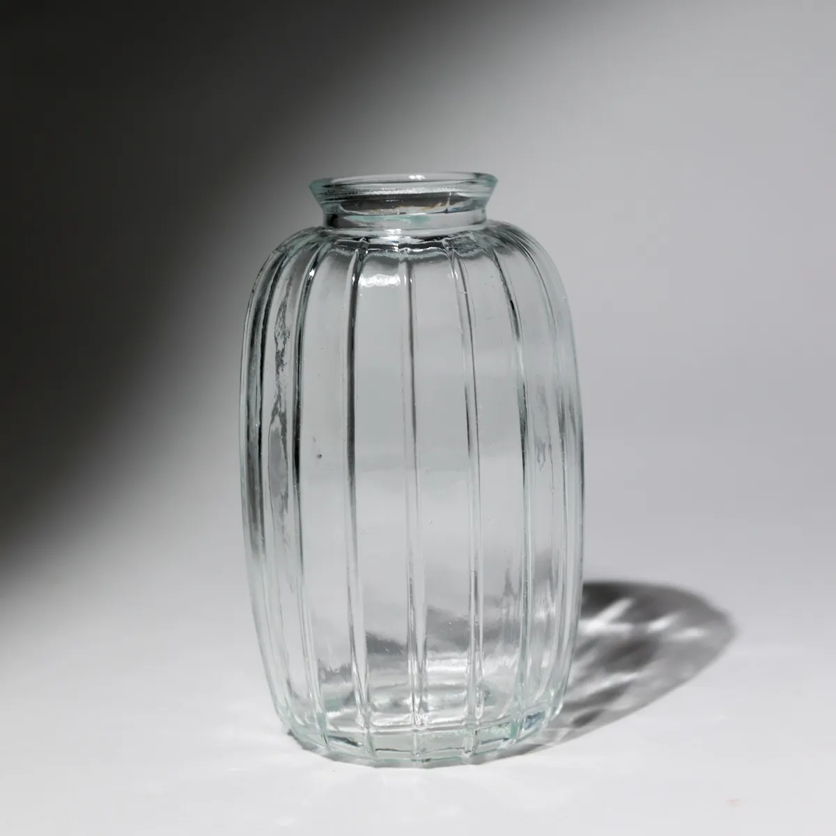 Clear Ribbed Pressed Glass Bud Vase