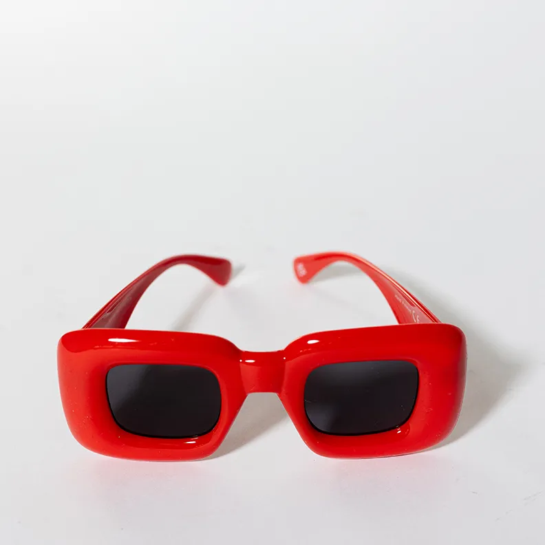 Square rimmed Bight red sunnies sunglasses - 6" x 2.5"