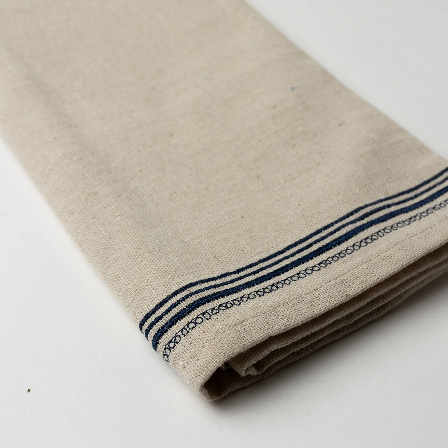 Linen Napkin Beige with Blue Stripes