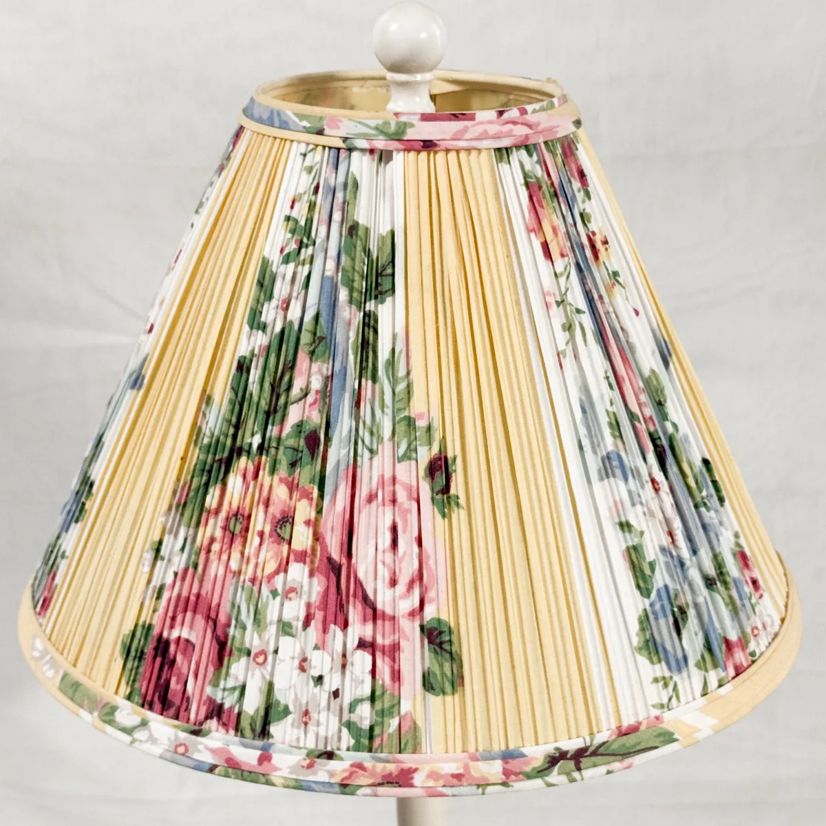 Vintage LAMP SHADE Floral Pleated Fabric flowers
