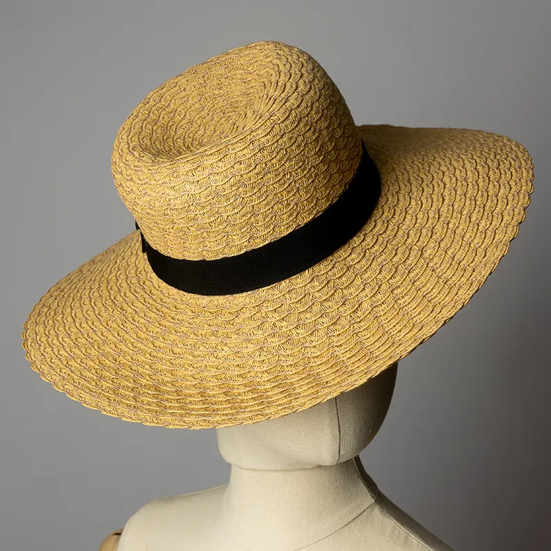 Straw Hat with Black Band - 15.5" x 5"