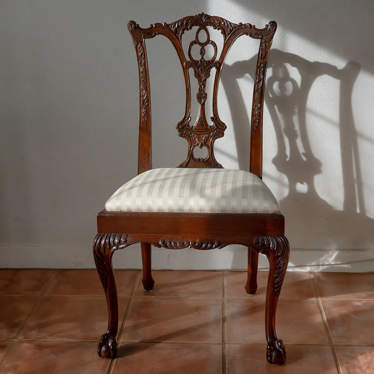 English chippendale mahogany carved chairs