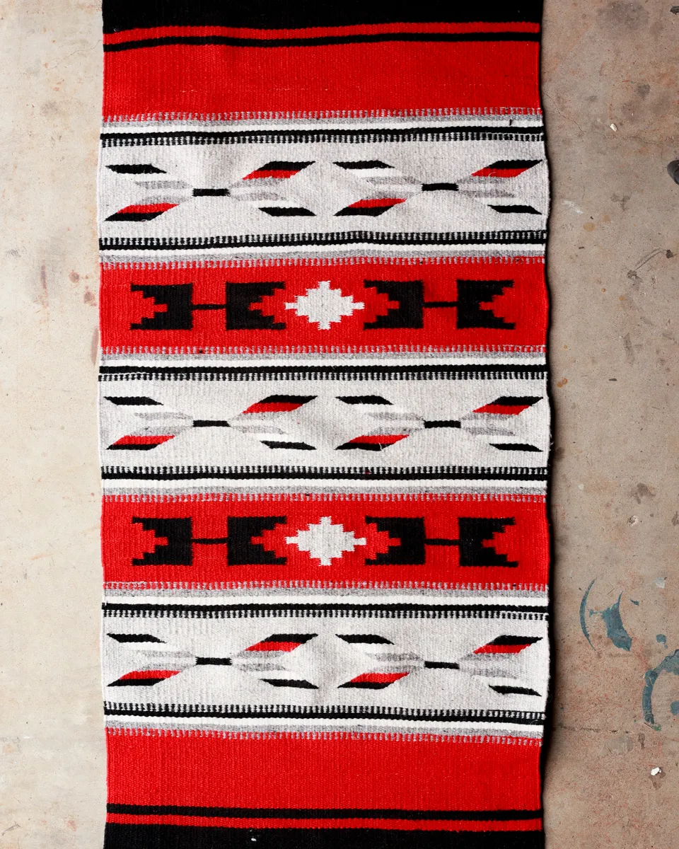 Southwestern Navajo Woven Textile Black, Red Black Geometric