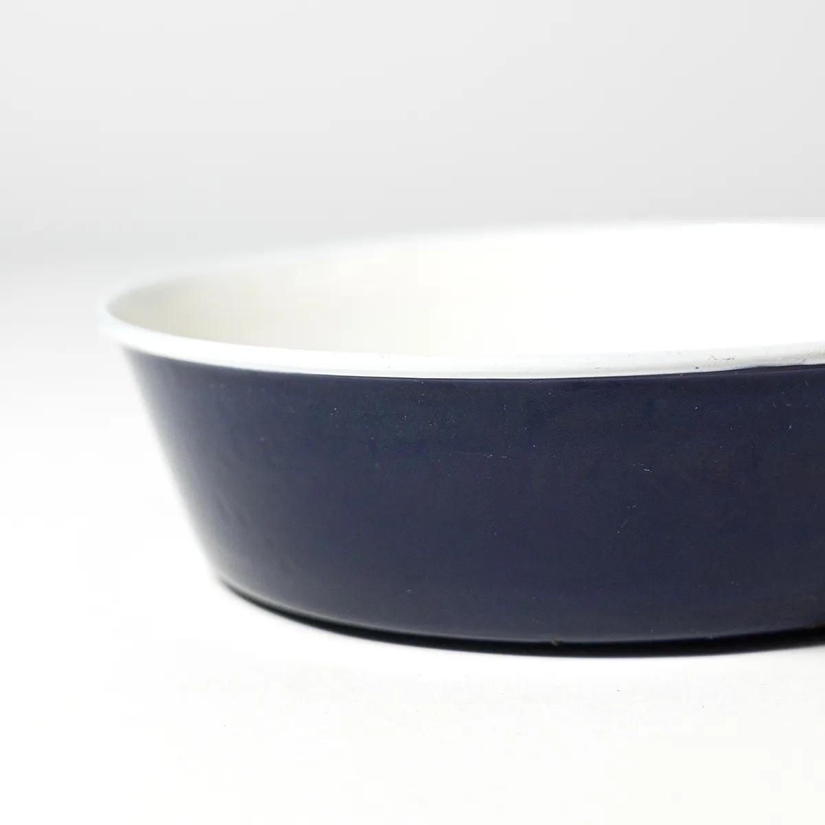 Vintage Enamel Bowl Bright Cobalt Blue White Enamelware Large