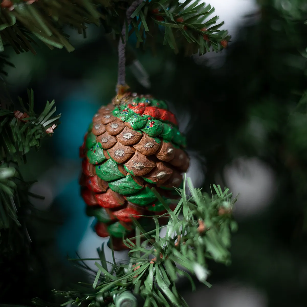 Hand made painted Pine Cone Christmas Tree Ornament