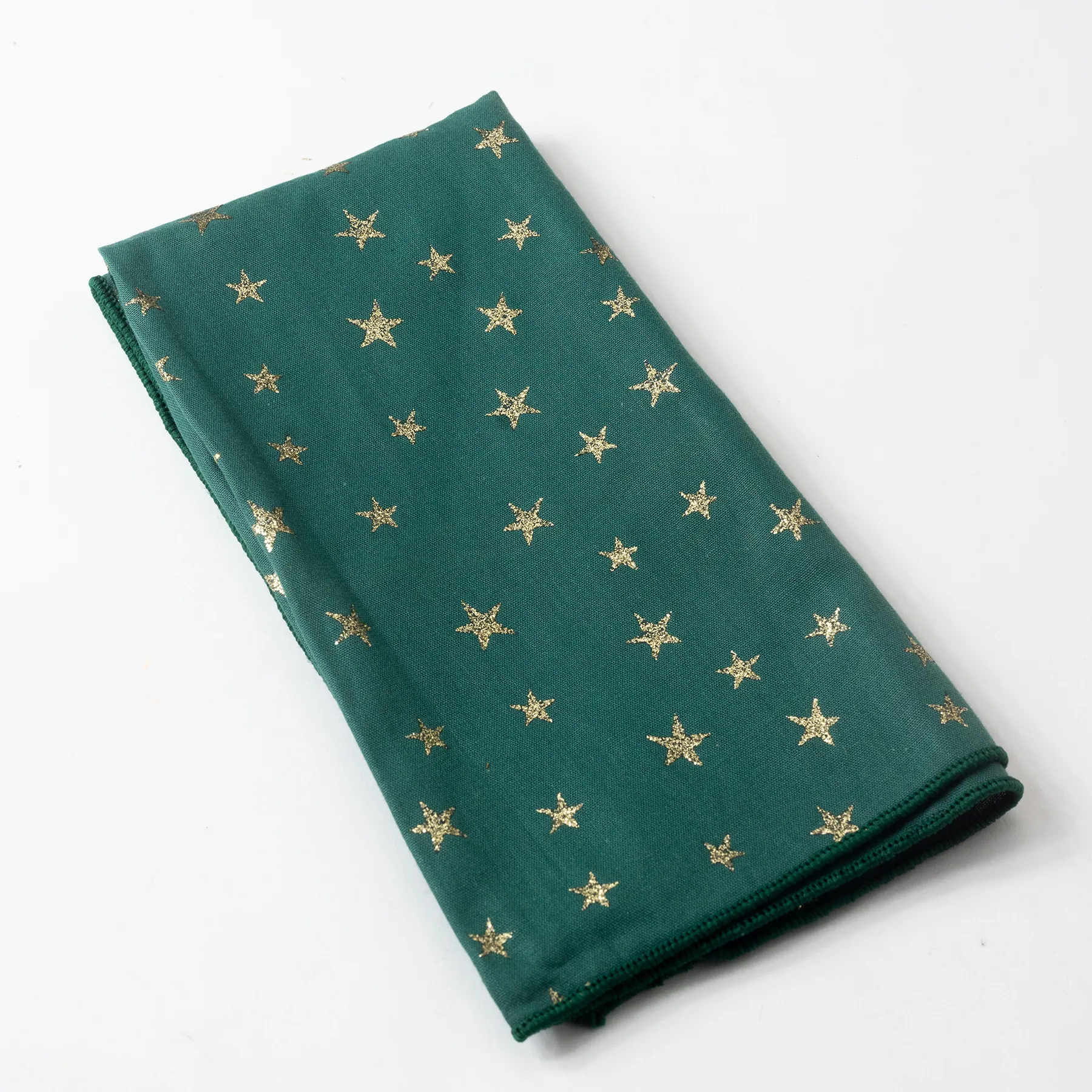 Deep Green Cloth Napkin with Gold Stars - 17" x 17"