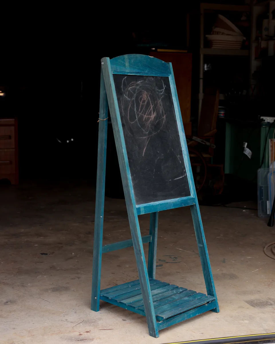 vintage teal wooden chalkboard easel freestanding rustic