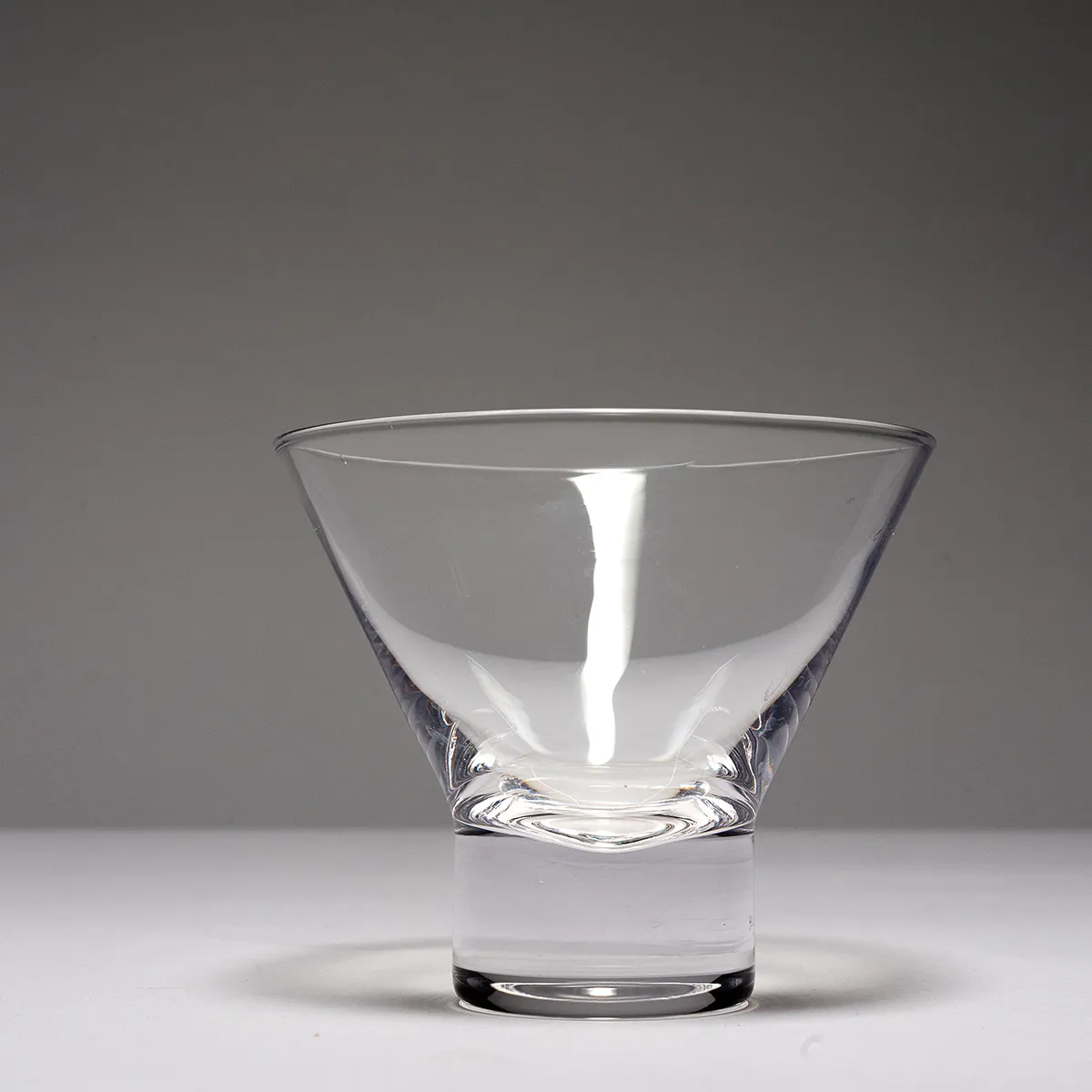 Short Clear Low Martini Glass with Thick round trunk base foot single - 3.5" x 4.25"