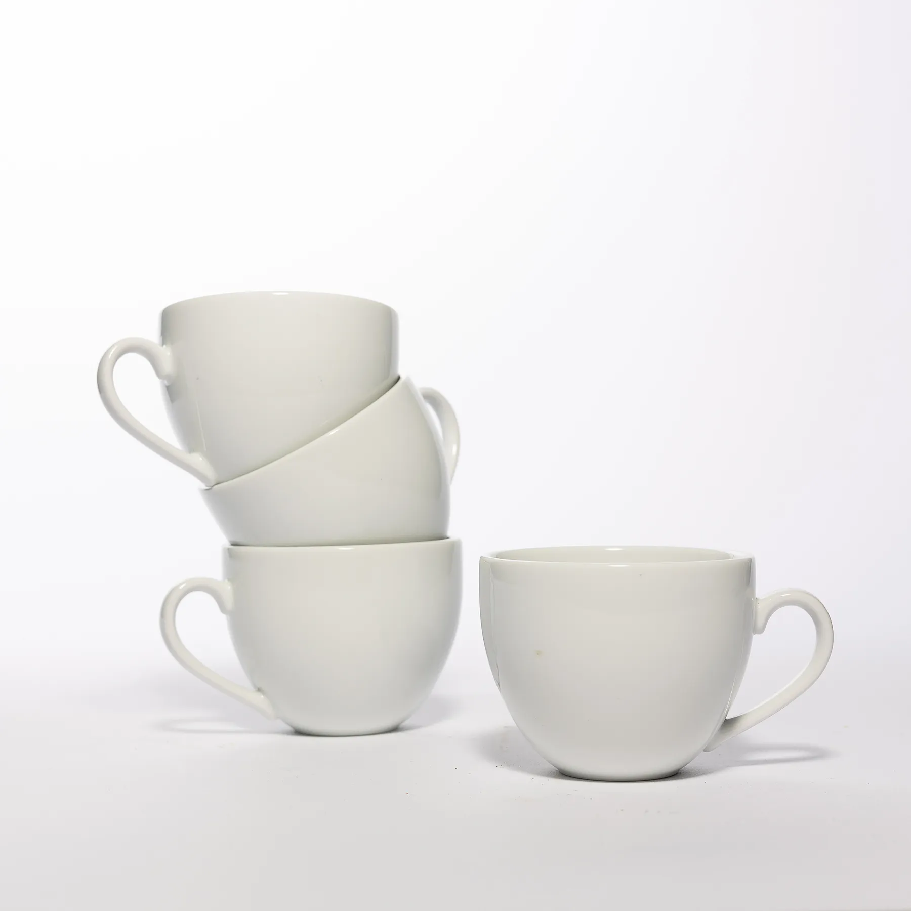 White Rounded Coffee Mug Cup Brasserie Japan - 3" x 3.75"