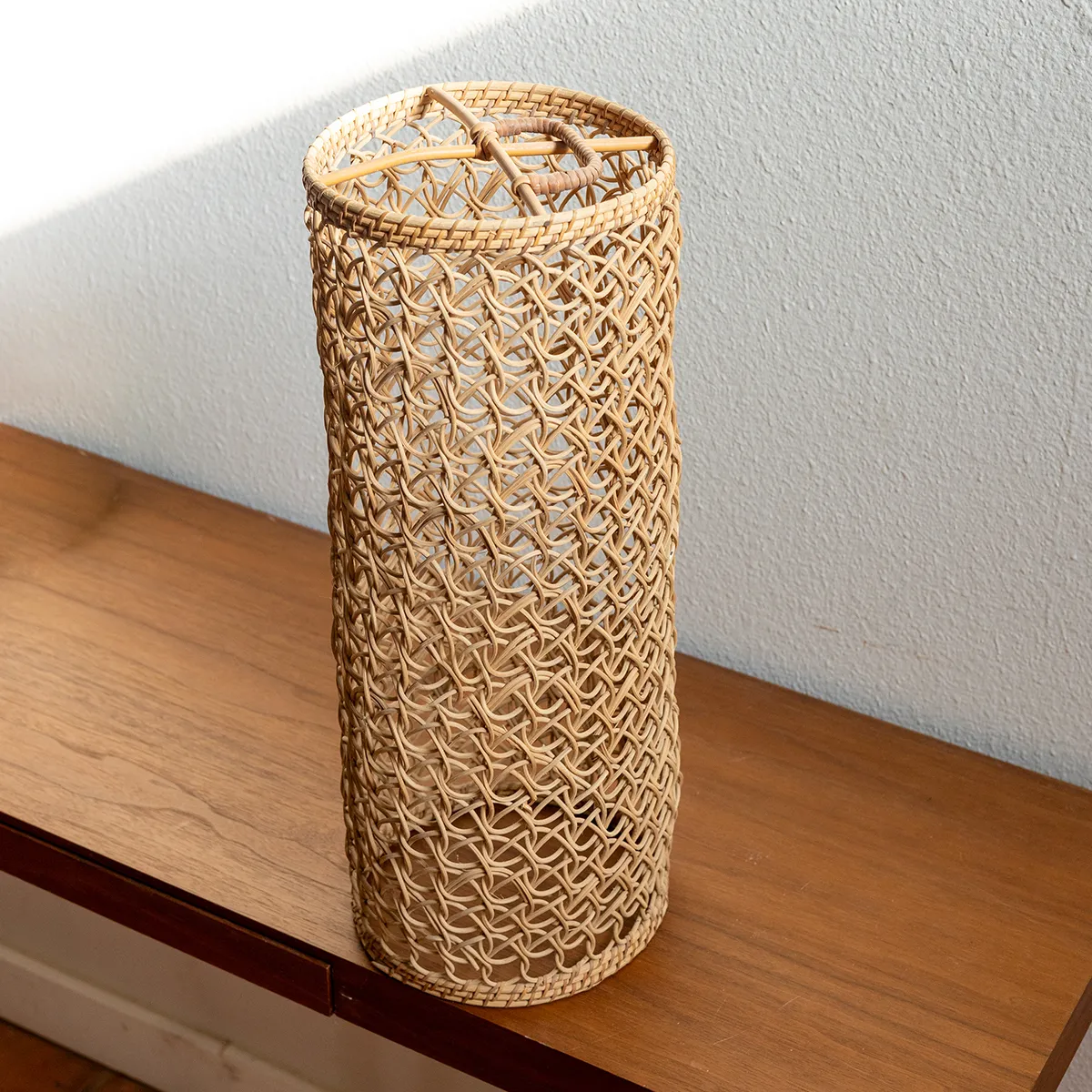 Tall Woven Wicker cylinder lampshade