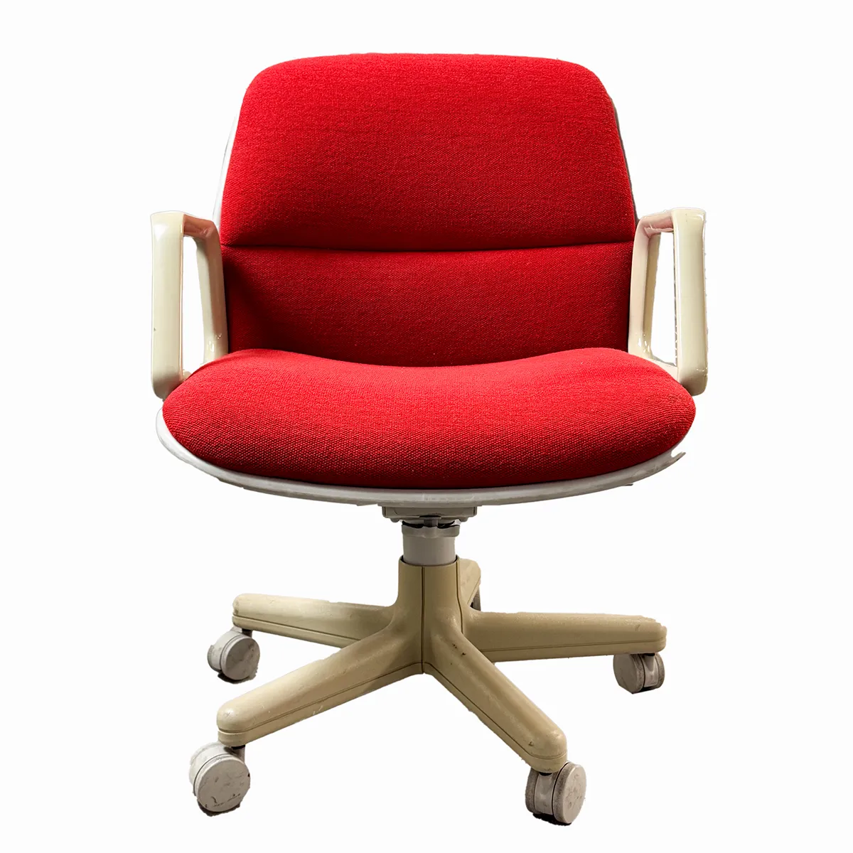 Vintage MCM Steelcase Style Swivel Rolling Office Arm Chair RED Furniture 1970