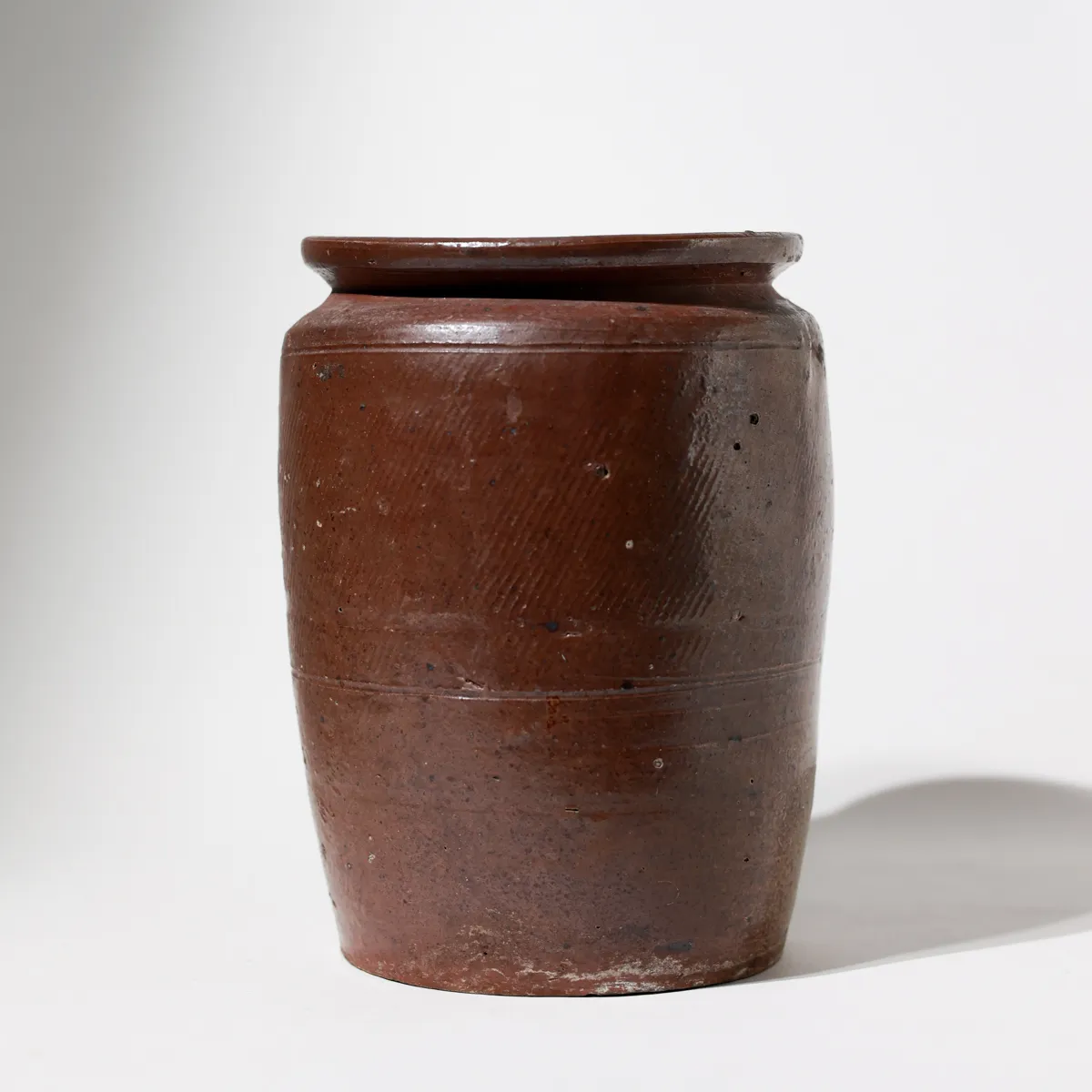Antique Brown Glazed American Stoneware Crock Rustic