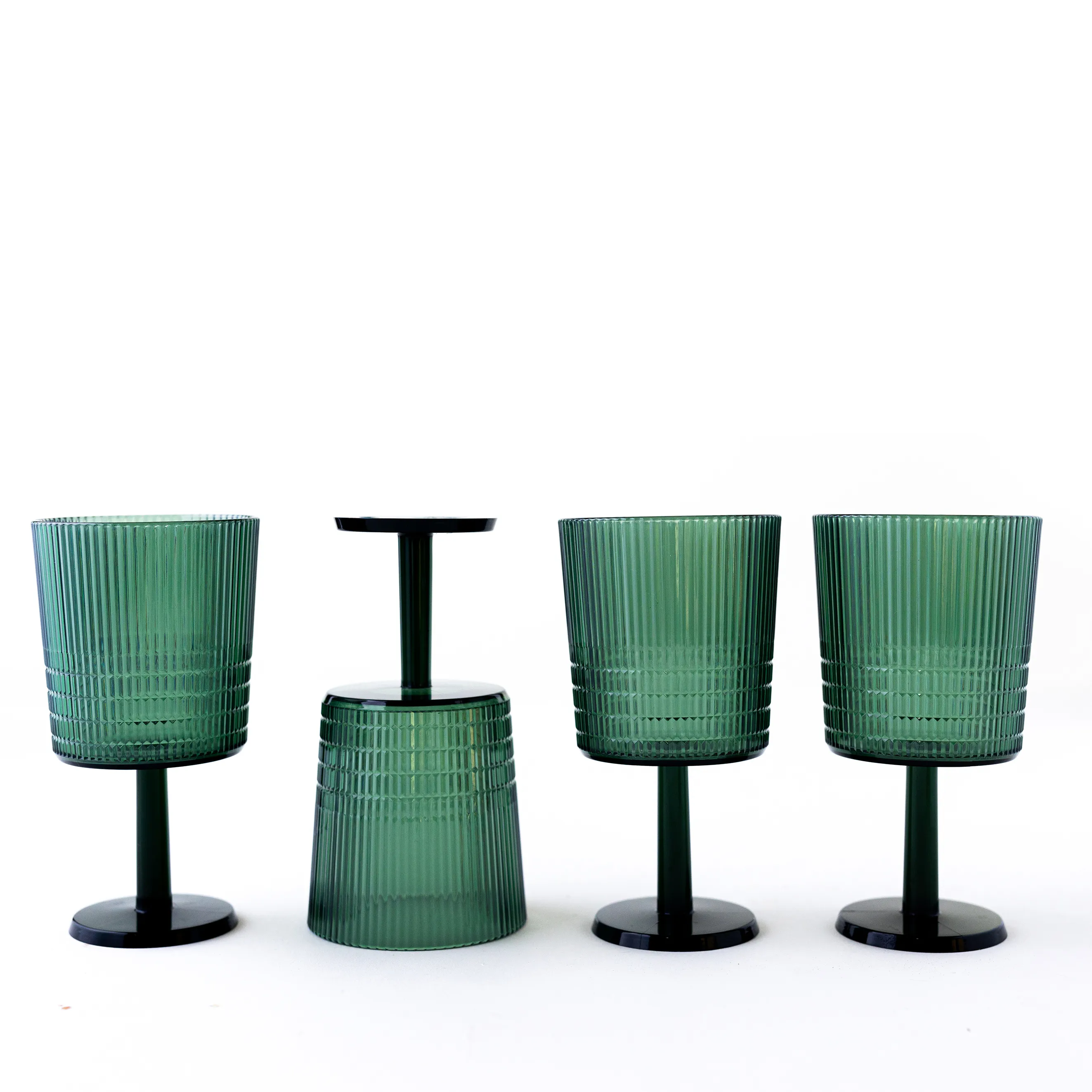 Textured Plastic Forest Green Stemware