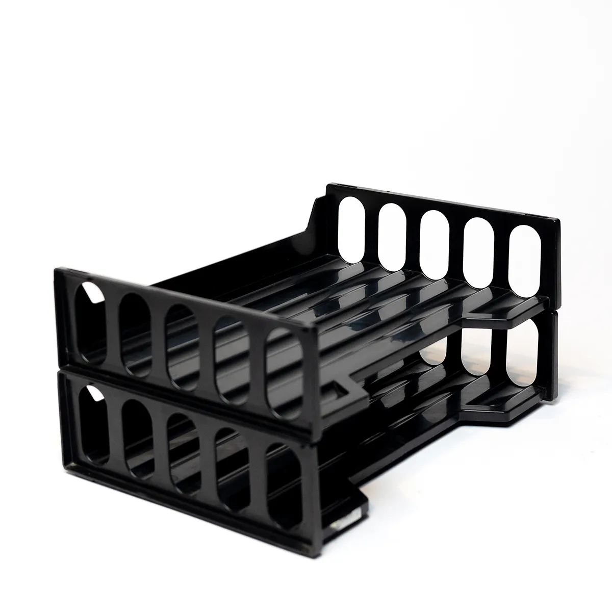 Black Plastic Two Tiered Document Tray Office Desk in the 90s