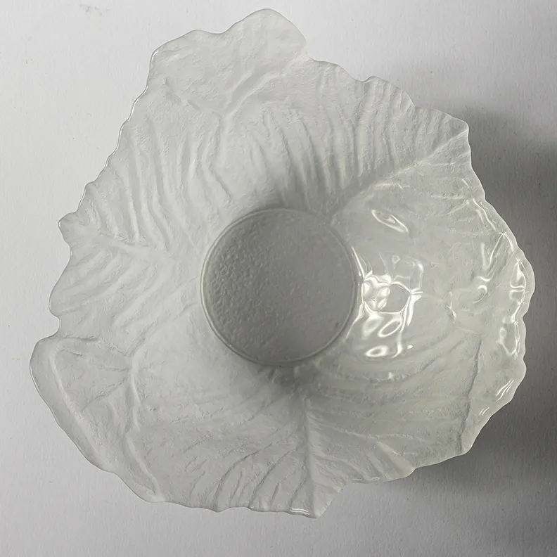 Frosted Hand Blown Glass Lettuce Shaped  -  2.5" x 7"