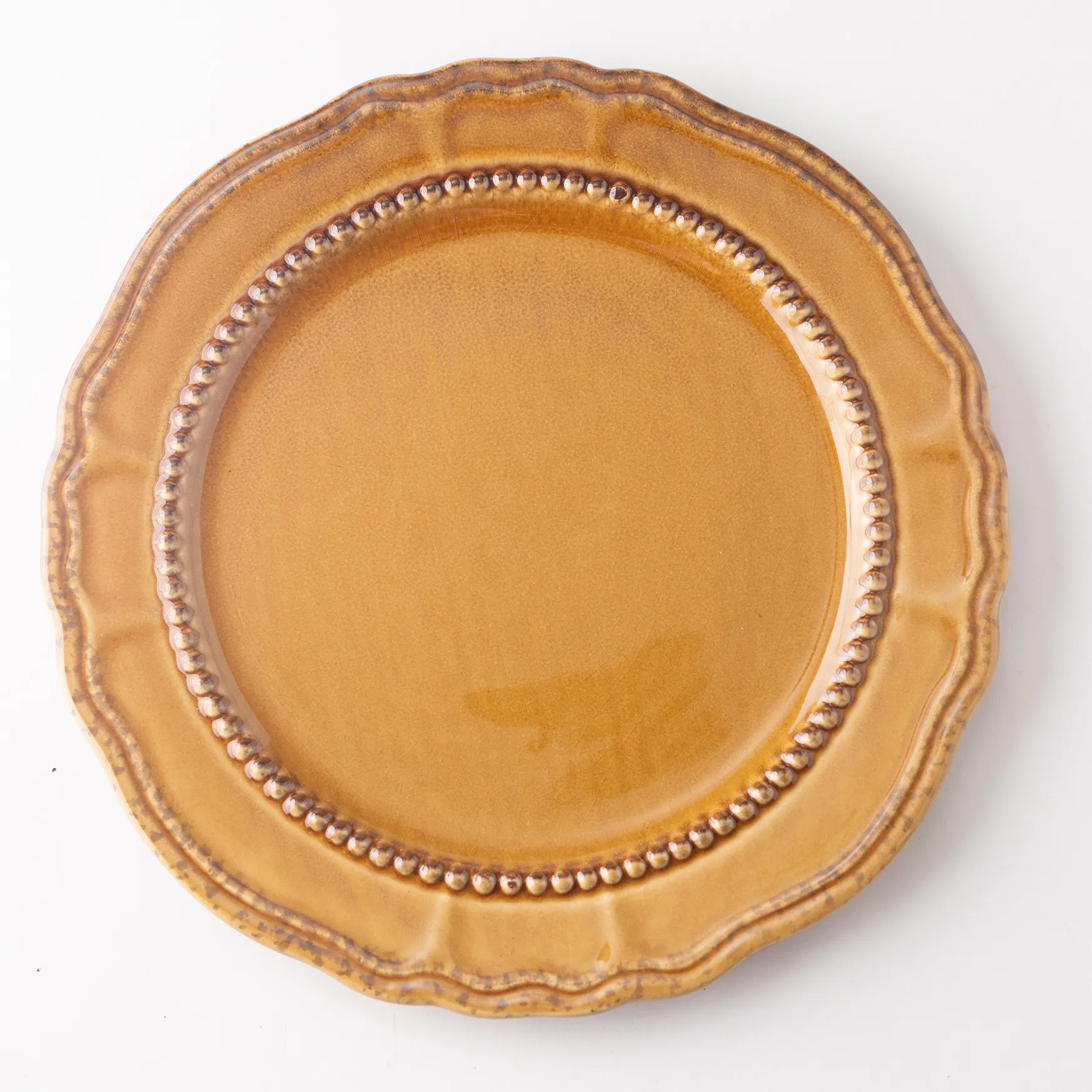 Golden Brown, beaded and scalloped - 9"