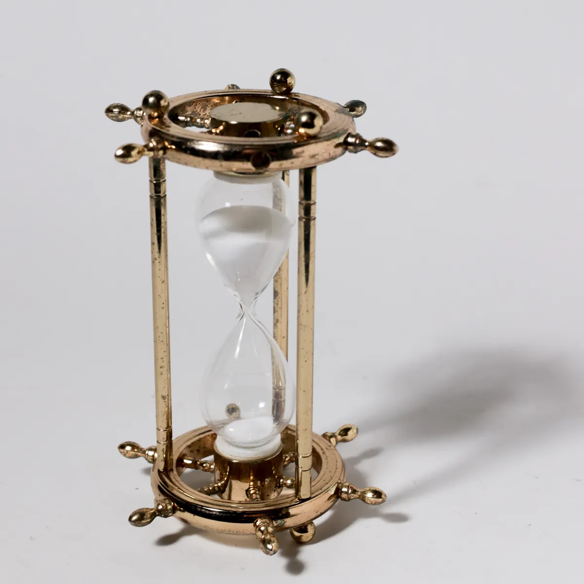 Brass Nautical Hourglass Ship Wheel Timer