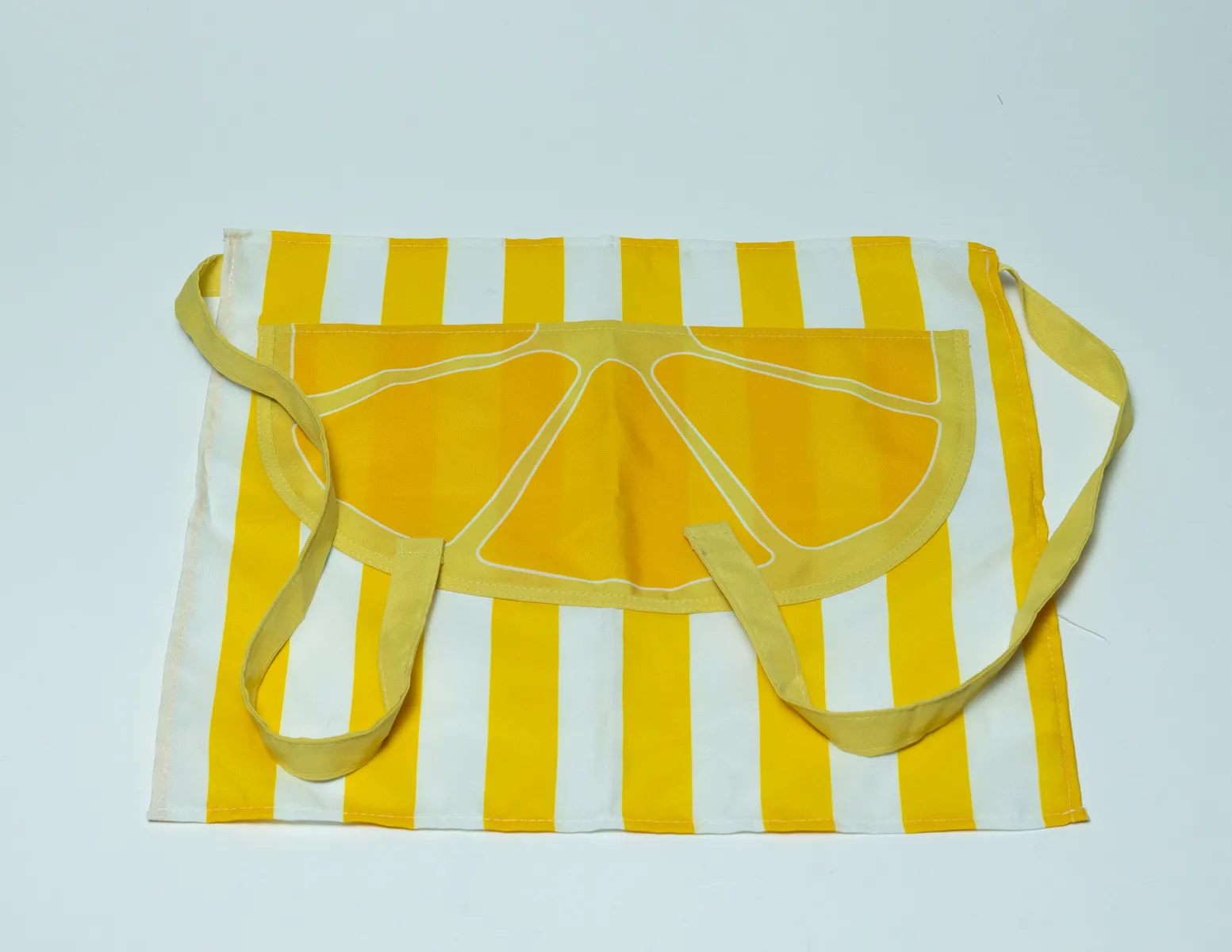 Yellow and White Apron Kids Children, Lemon Slice Pocket