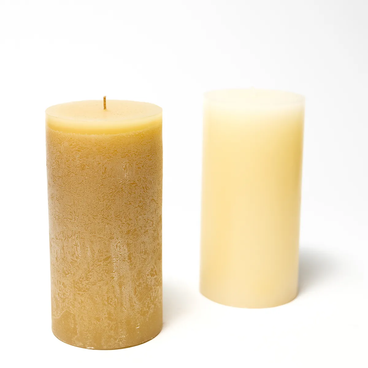 Tall Wax Pillar Candles Cream and Beige unused White Wick Pottery Barn