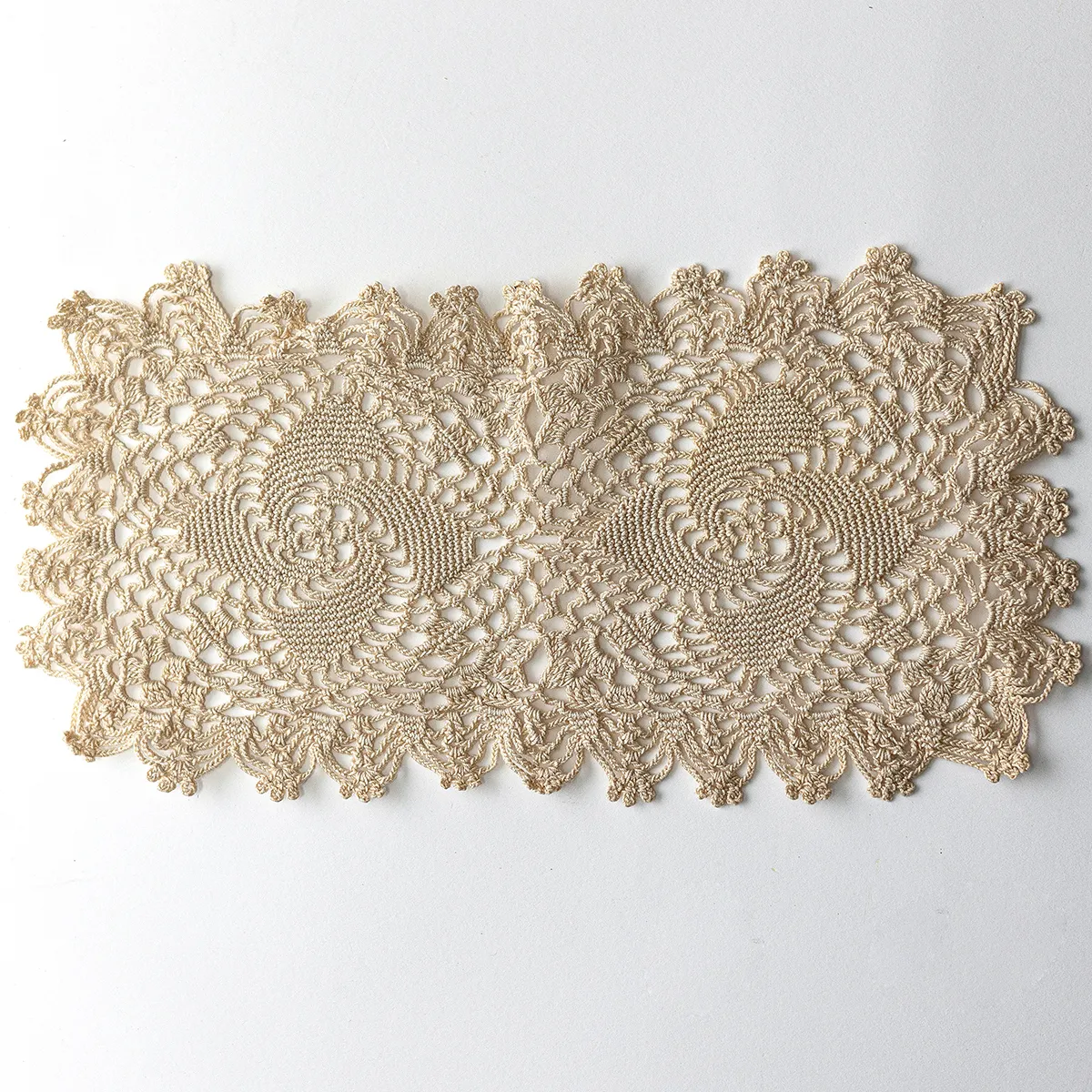 Vintage Handmade Lace Cream Ecru colored Rectangle II