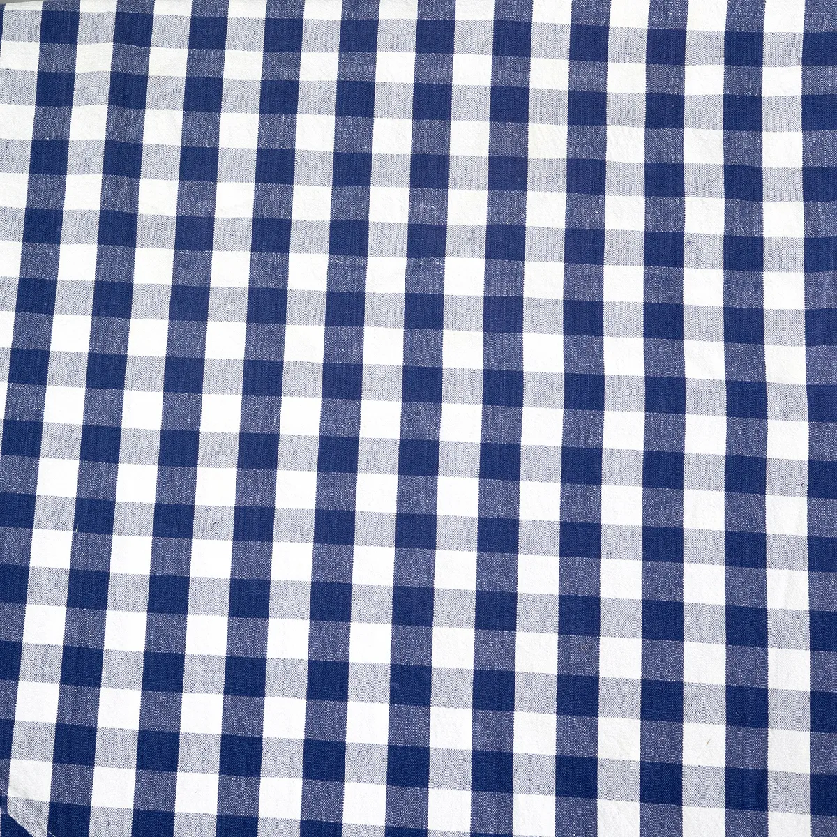 Round Navy Blue Gingham Tablecloth