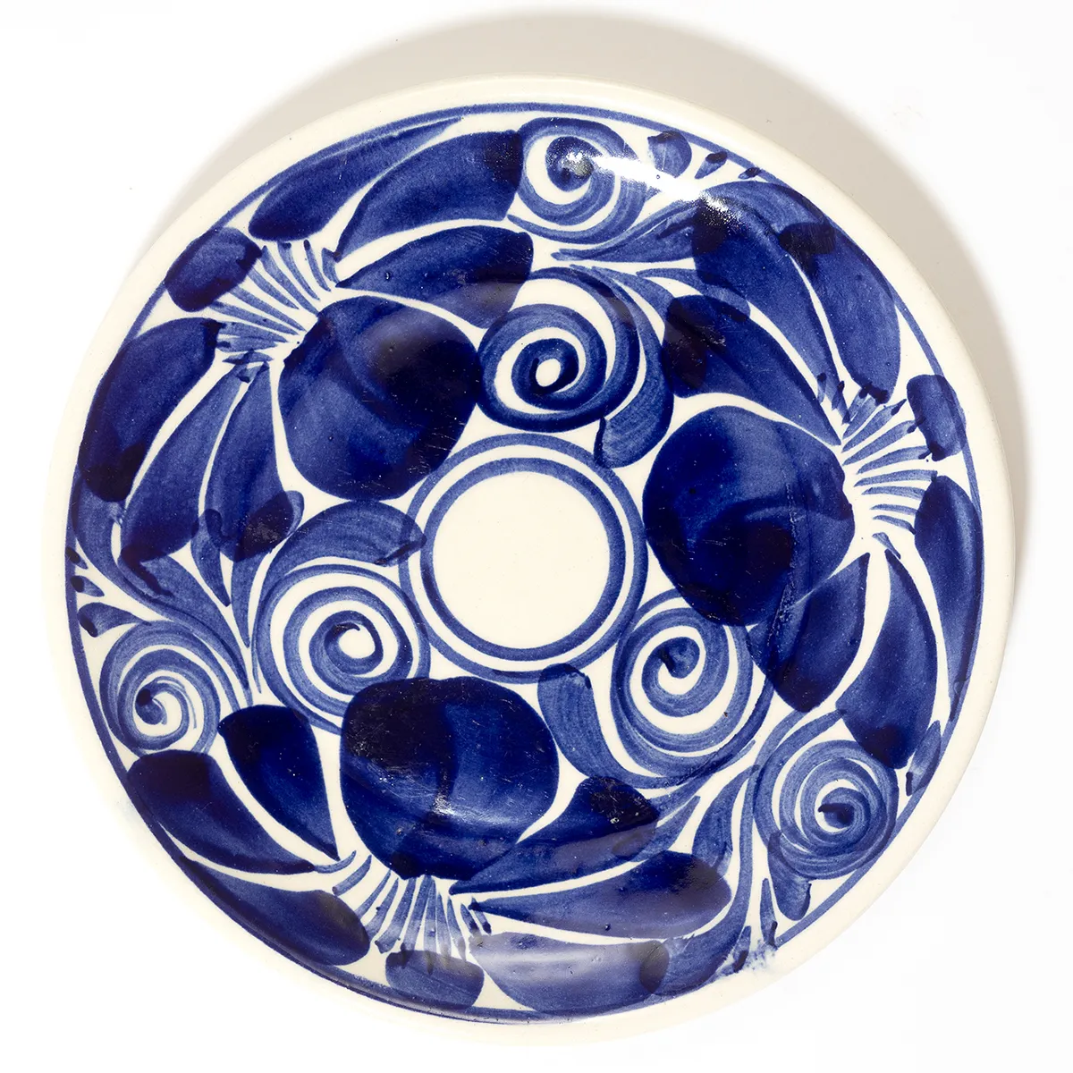 Vintage Talavera Hand Painted Mexican Pottery Plate blue and white - 7.5" 